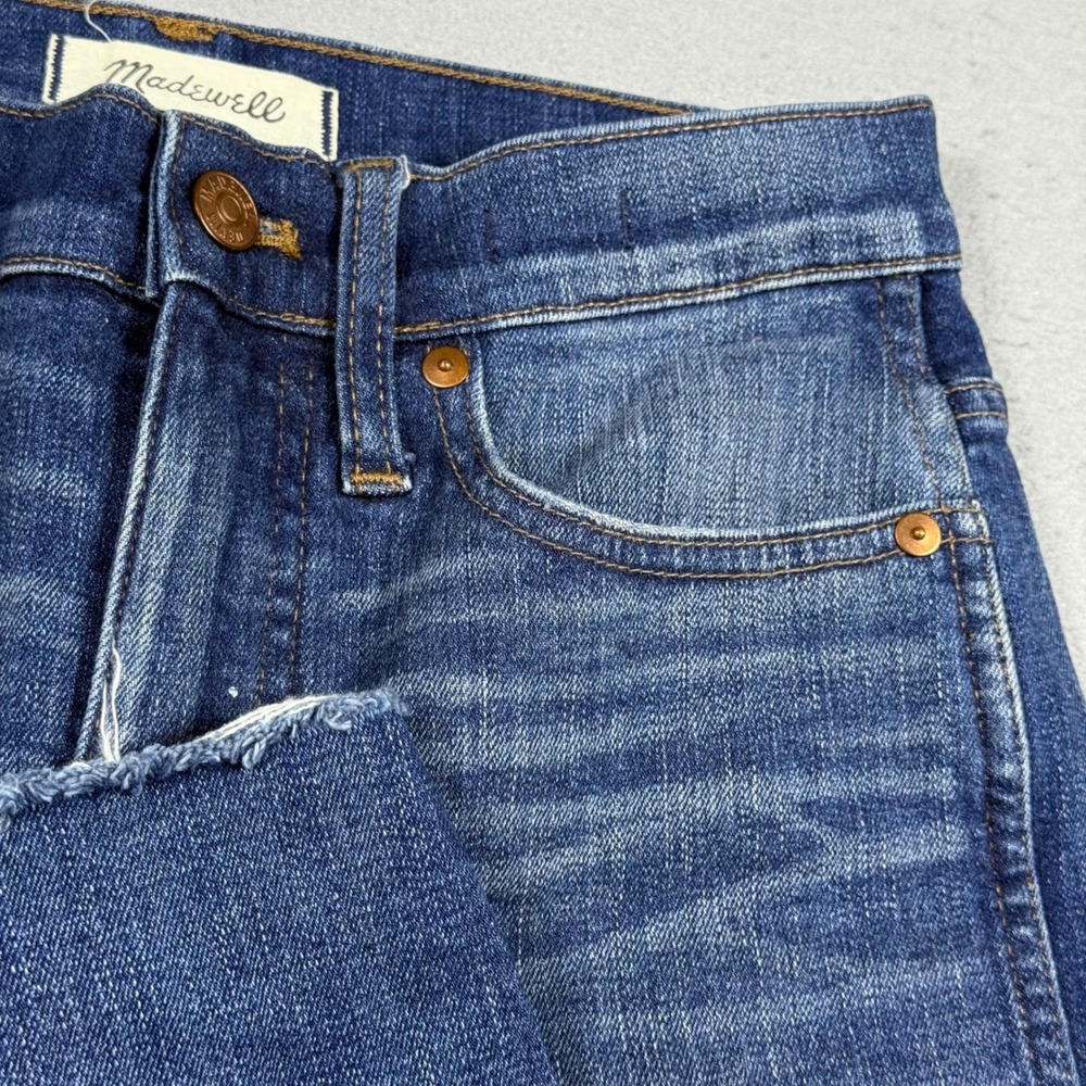 Madewell 10 High Rise Skinny Jeans Medium Wash Step Hem Frayed Size 26